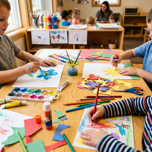 Children doing arts and crafts